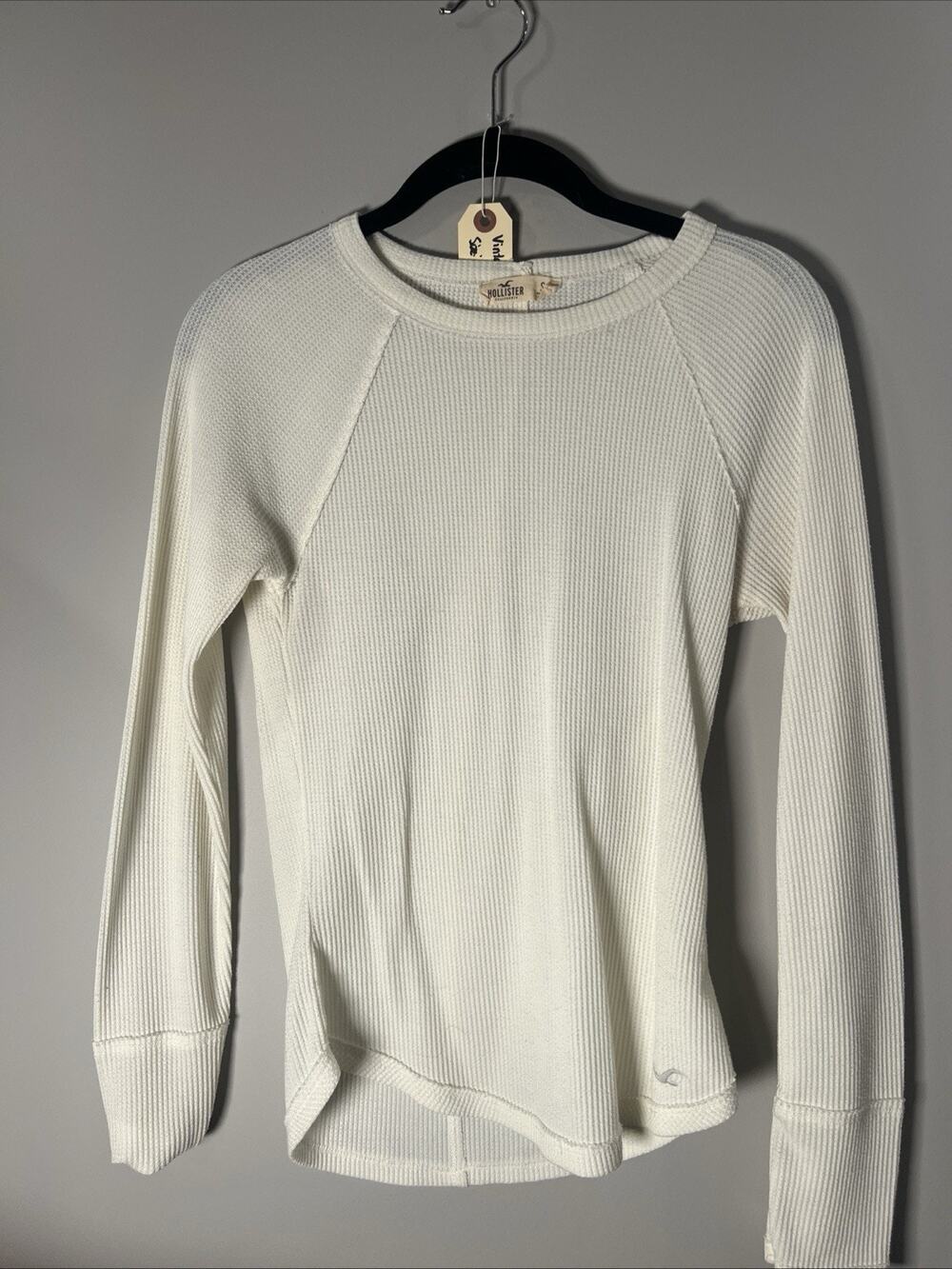 Vintage Y2K Hollister Waffleknit Thermal Top Womens S Cream Lightweight Layer